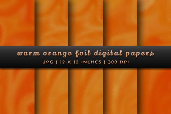 Download Warm Orange Foil Digital Papers - Orange Collection