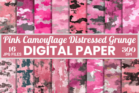 Download Pink Camouflage Distressed Grunge Papers - Premium Bundle