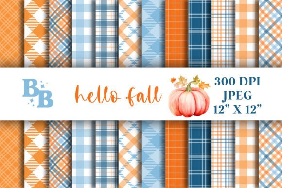 Download 12" Hello Fall Digital Papers Orange Blu - Orange Collection