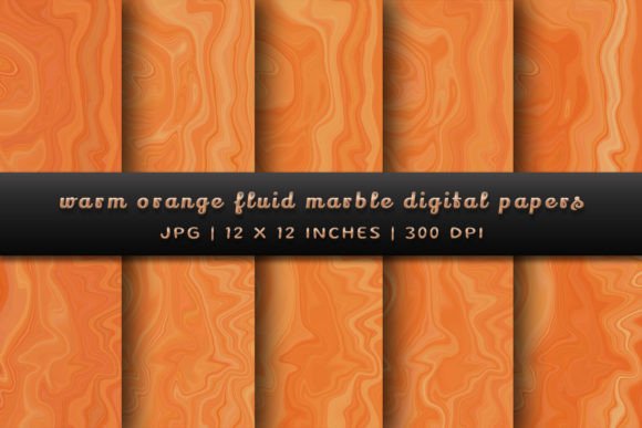 Download Warm Orange Fluid Marble Digital Papers - Orange Collection