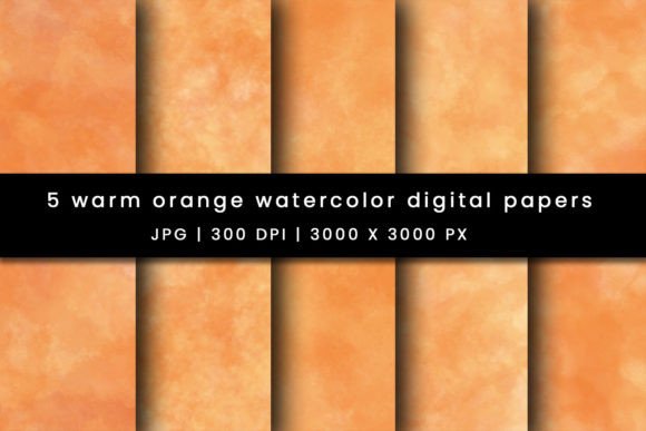 Download Watercolor Warm Orange Digital Papers - Orange Collection