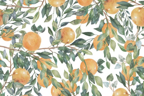 Download Watercolor Oranges Handmade PNG Pattern - Orange Collection
