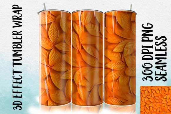Download 3D Orange Leaf Tumbler Wrapp 2 - Orange Collection
