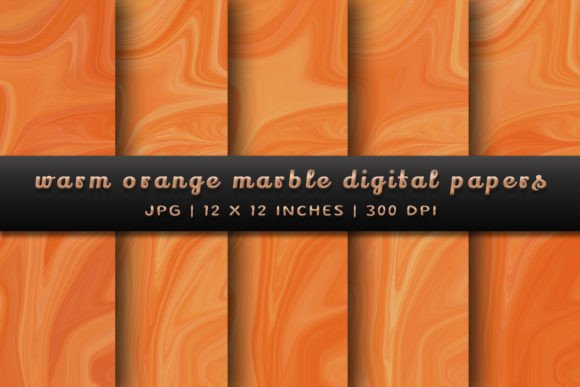 Download Warm Orange Marble Digital Papers - Orange Collection